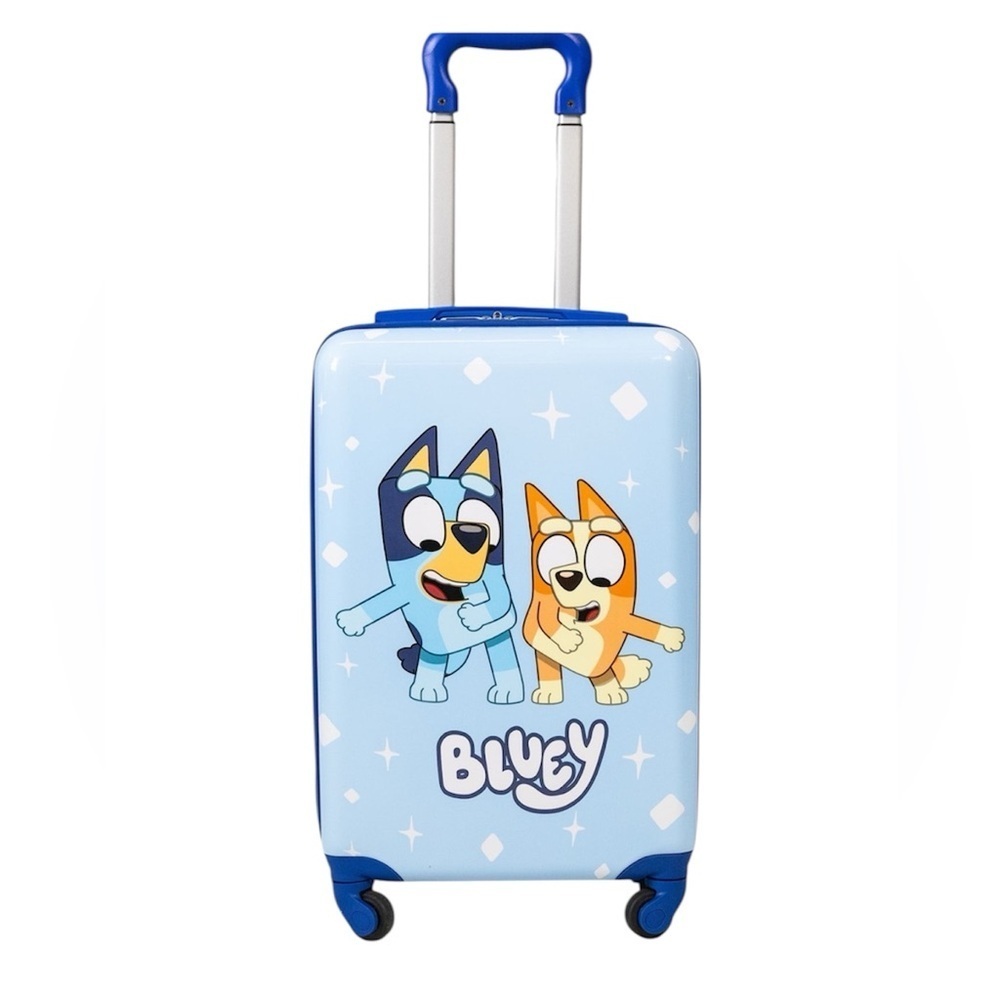 NEW! BBC Bluey 18" Carry on Hardside Luggage Spinner Suitcase, Blue